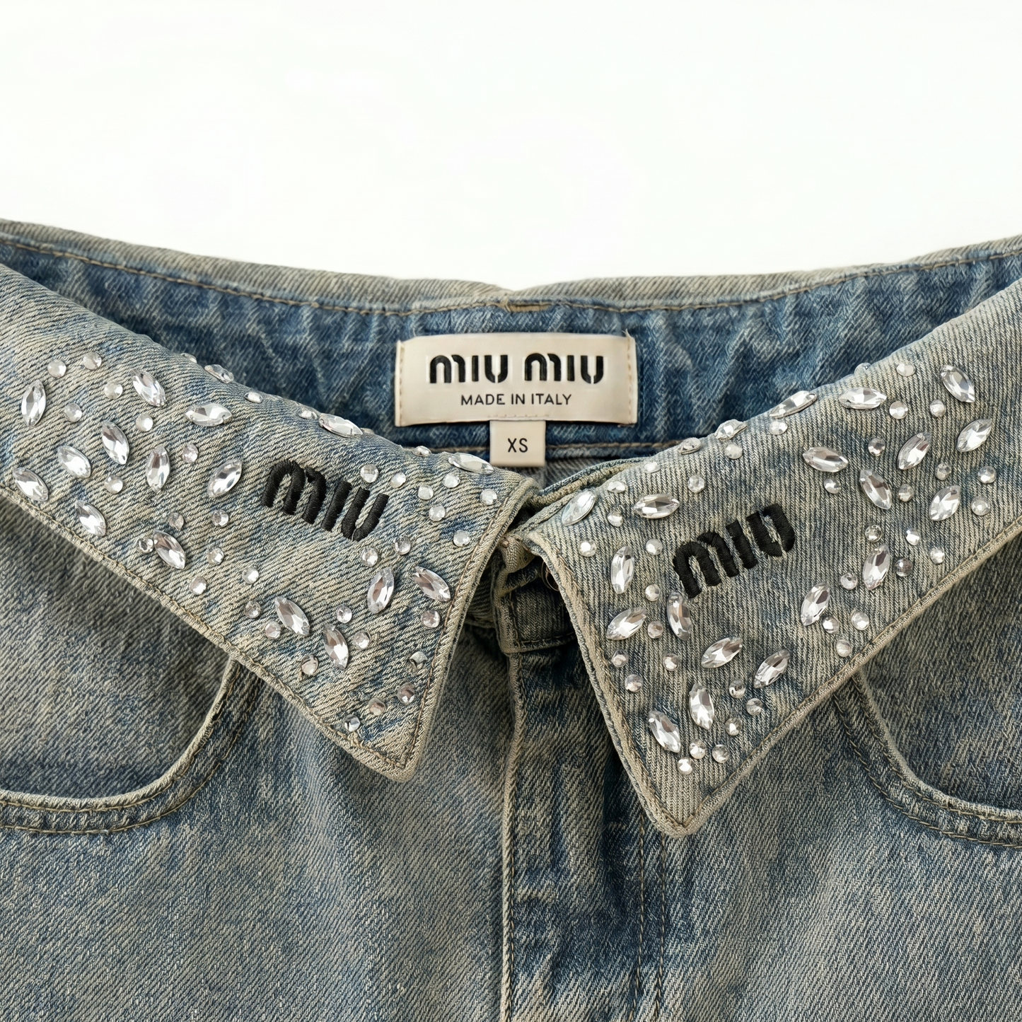 Diamond Embroidery Denim Skirt