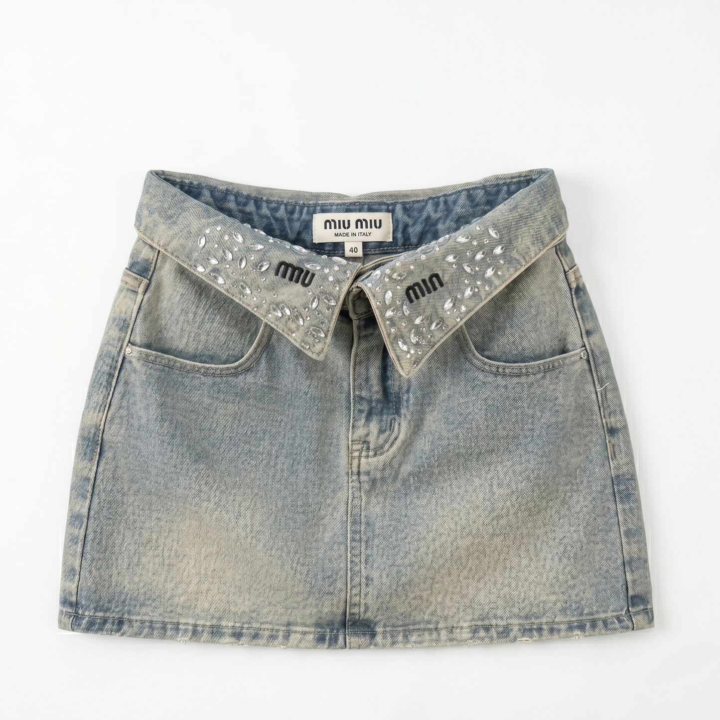 Diamond Embroidery Denim Skirt
